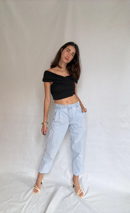 Indigo Cotton Retro 90s Trousers — back view