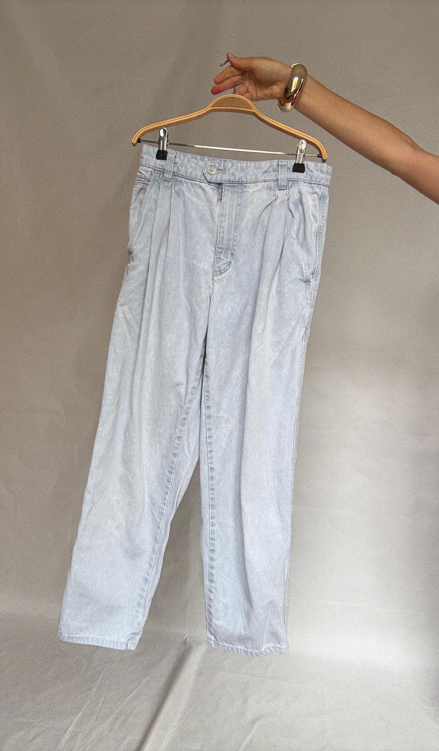 Commander indigo trousers, 100% cotton, relaxed fit, zipper closure, straight leg, retro 90s vibe, US S, casual versatility