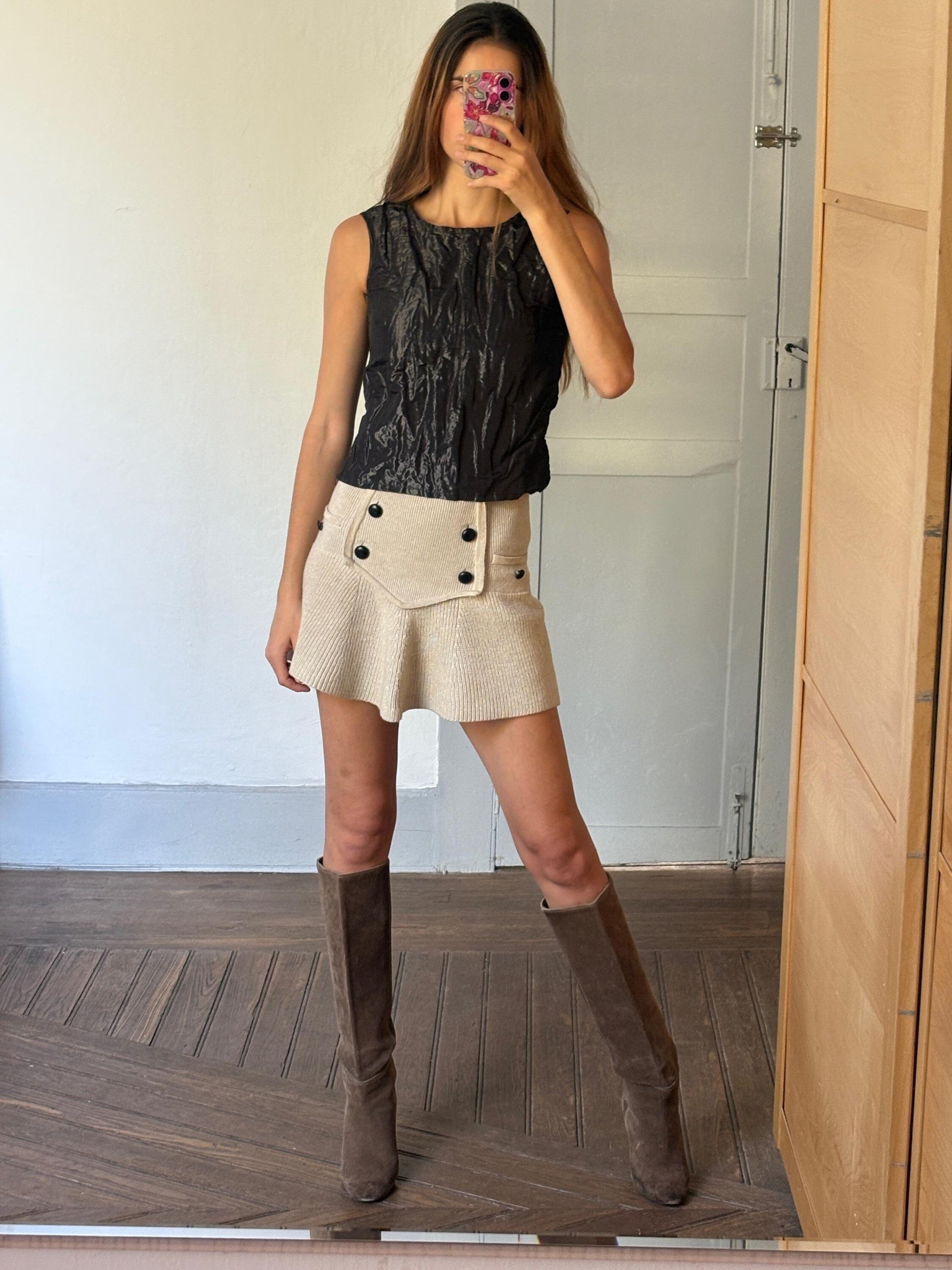 Chic Black Textured Camisole