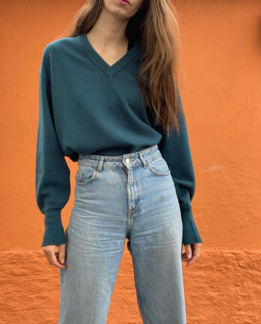 Forest green vintage Chemise Lacoste sweaterverst, V neck dark green Dark Academia aesthetic jumper, V neck winter sweater, Vintage unisex