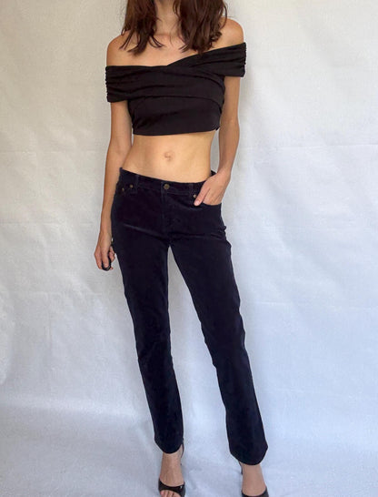 Blue Velvet Cotton Corduroy Straight Leg Pants — additional view 6