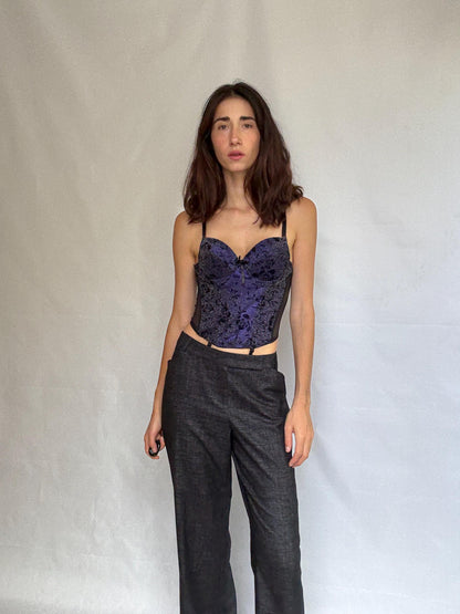 Purple Sparkly Bustier Top - Gothic Nightwear — back view