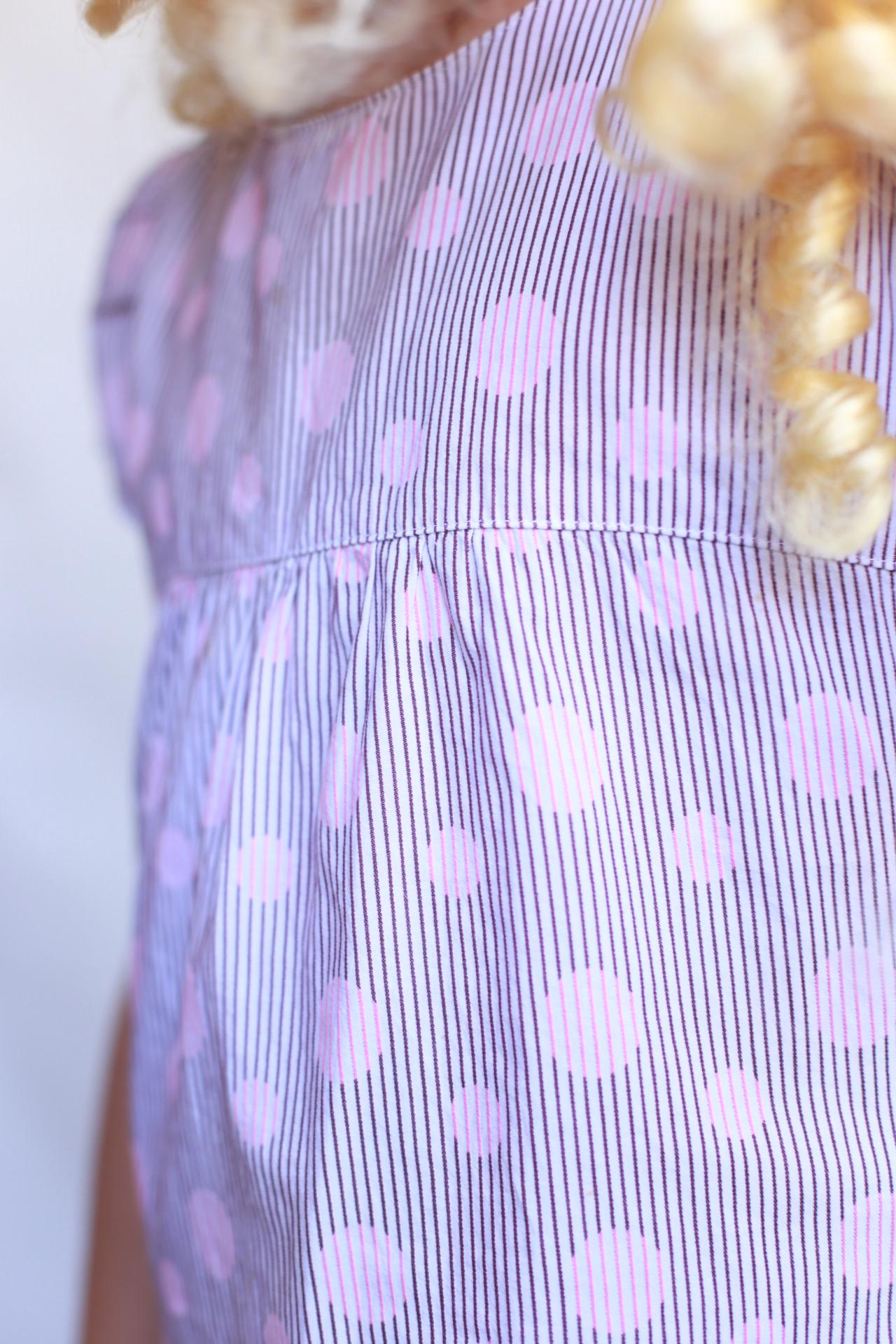 Sessun pink polka dot top, 100% cotton, crew neck, puffed sleeves, gathered detail, light academia, US XS kids, casual streetwear