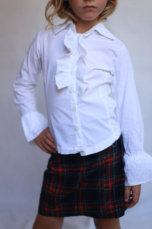 Vintage plaid wool blend skirt, classic fit, subtle pleated details, vintage casual, EU 122, school uniform vibe