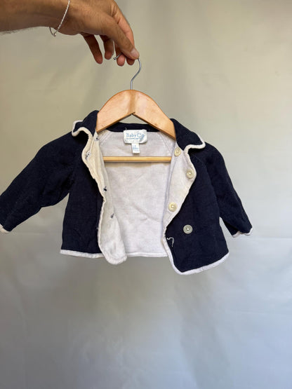 Navy Mercerized Cotton Baby Jacket — fabric close-up