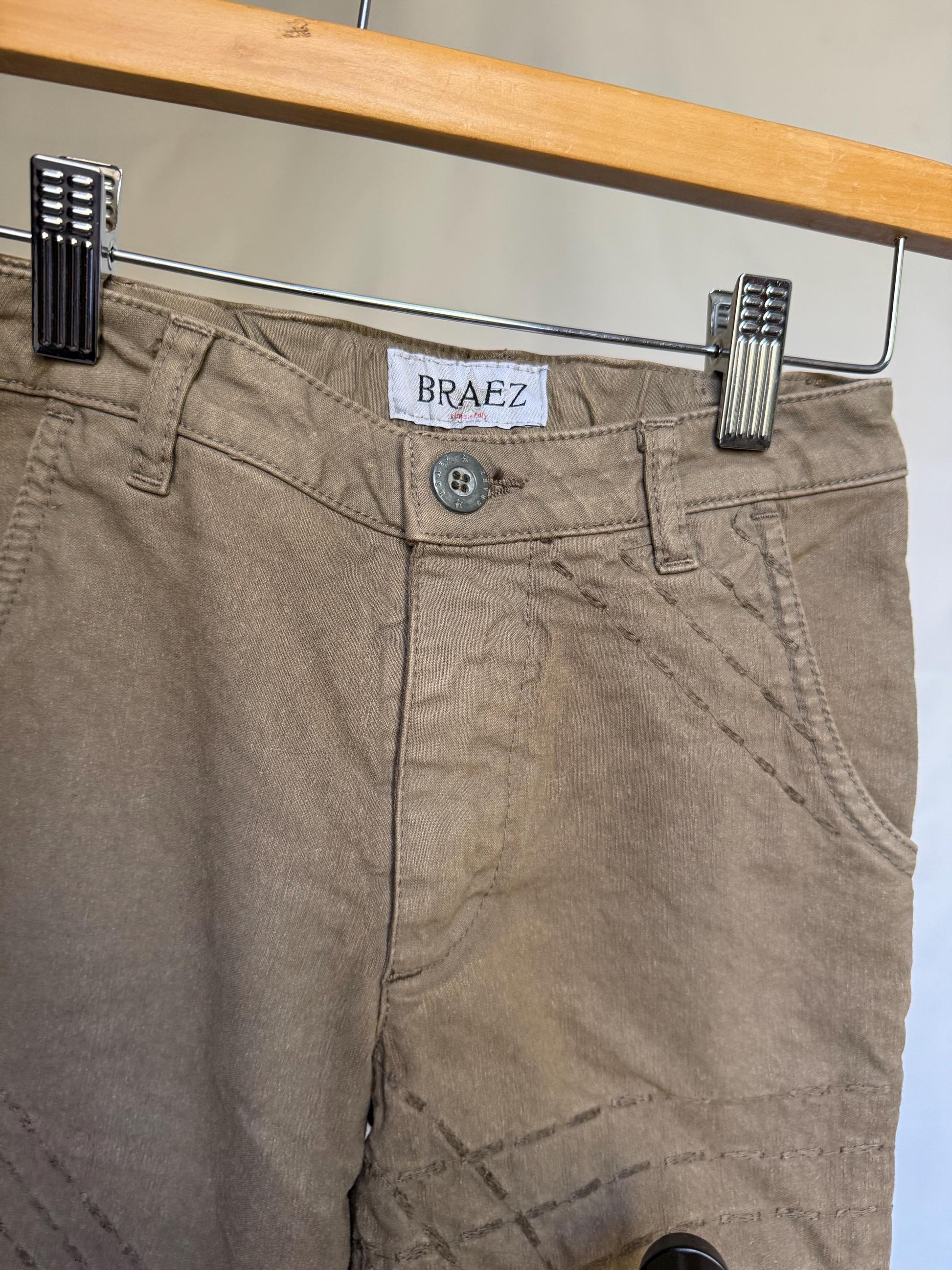 Braez brown pants, 100% cotton, regular fit, made in italy, casual streetwear style, Children Size 6, everyday comfort