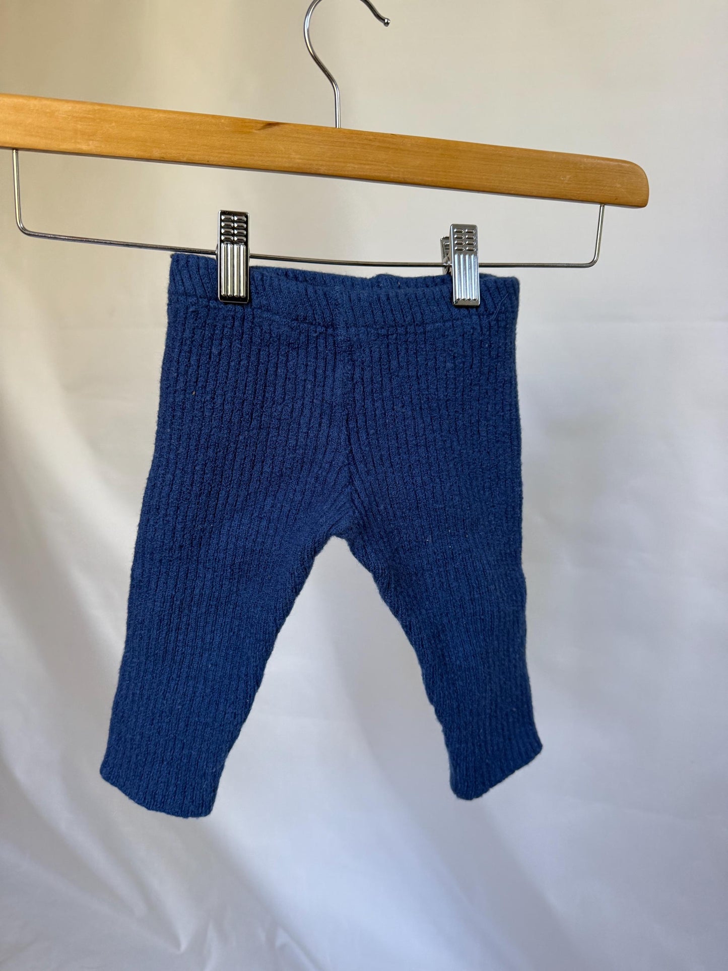Disana blue organic virgin wool pants, elastic waist, made in Germany, retro 80s, US 6-12 months, casual comfort