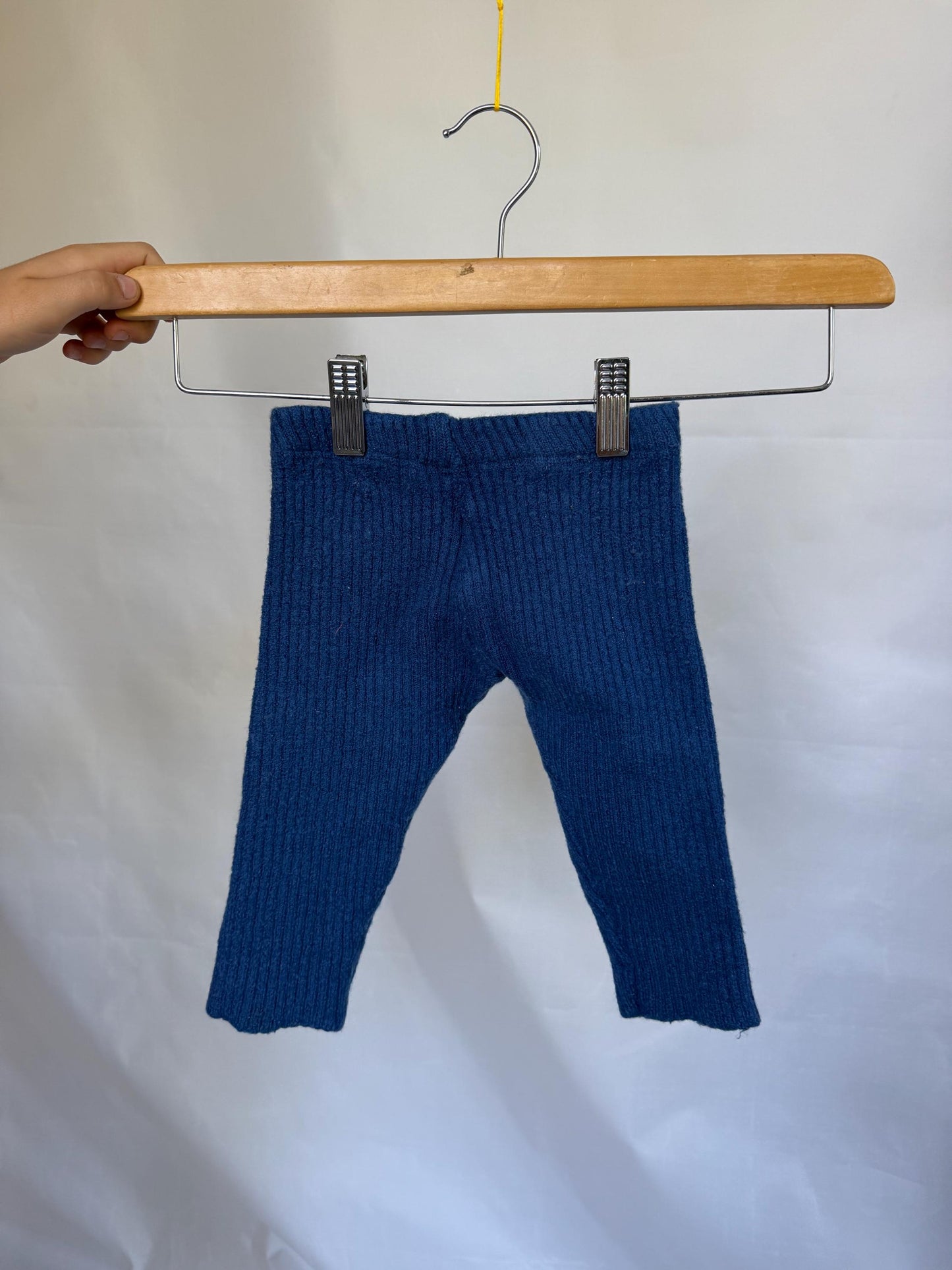 Disana blue organic virgin wool pants, elastic waist, made in Germany, retro 80s, US 6-12 months, casual comfort