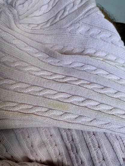 Polo Ralph Lauren light pink sweater, classic fit, cable knit texture, casual feminine, US 6 kids, versatile wear