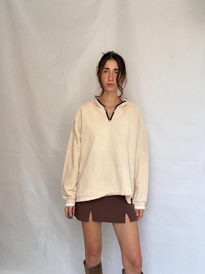 Reebok beige jumper, 100% cotton, loose oversized fit, US XL