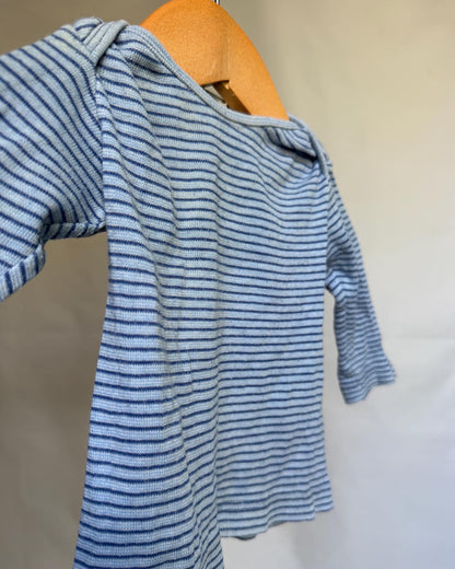 Striped Cotton Long Sleeve Top — back view