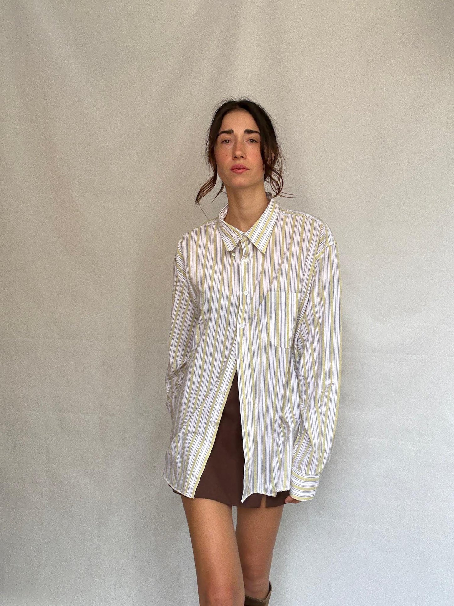 Retro striped shirt, Relaxed fit button up, Vintage smart menswear, US XL, casual