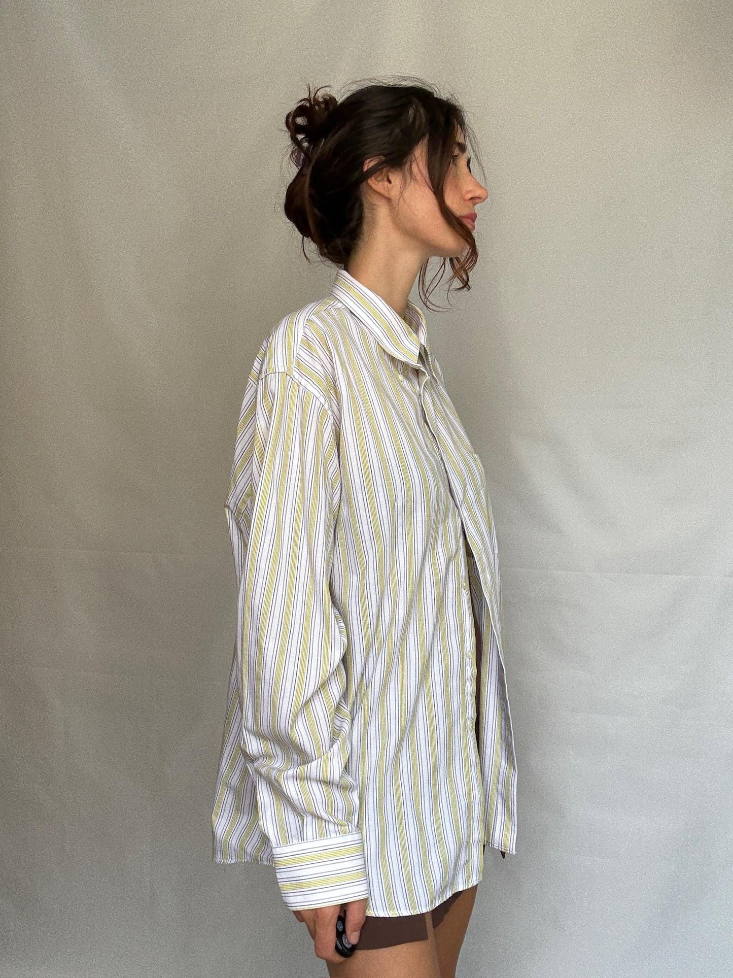 Retro striped shirt, Relaxed fit button up, Vintage smart menswear, US XL, casual