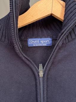 Dutti Sport by Massimo dutti dark blue cardigan vest, 100% cotton navy blue turtleneck winter wear, sleek minimalist design menswear, US L