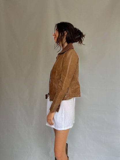 Vintage Brown Genuine Leather Women's Jacket — additional view 6