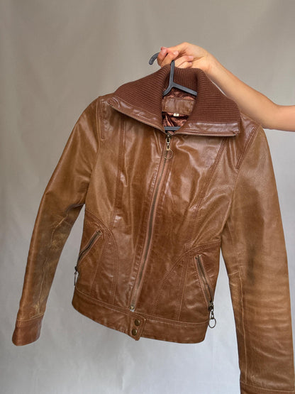 Vintage Brown Genuine Leather Women's Jacket — additional view 9