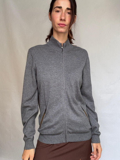 Gray Cotton Cashmere Knit Vest — back view