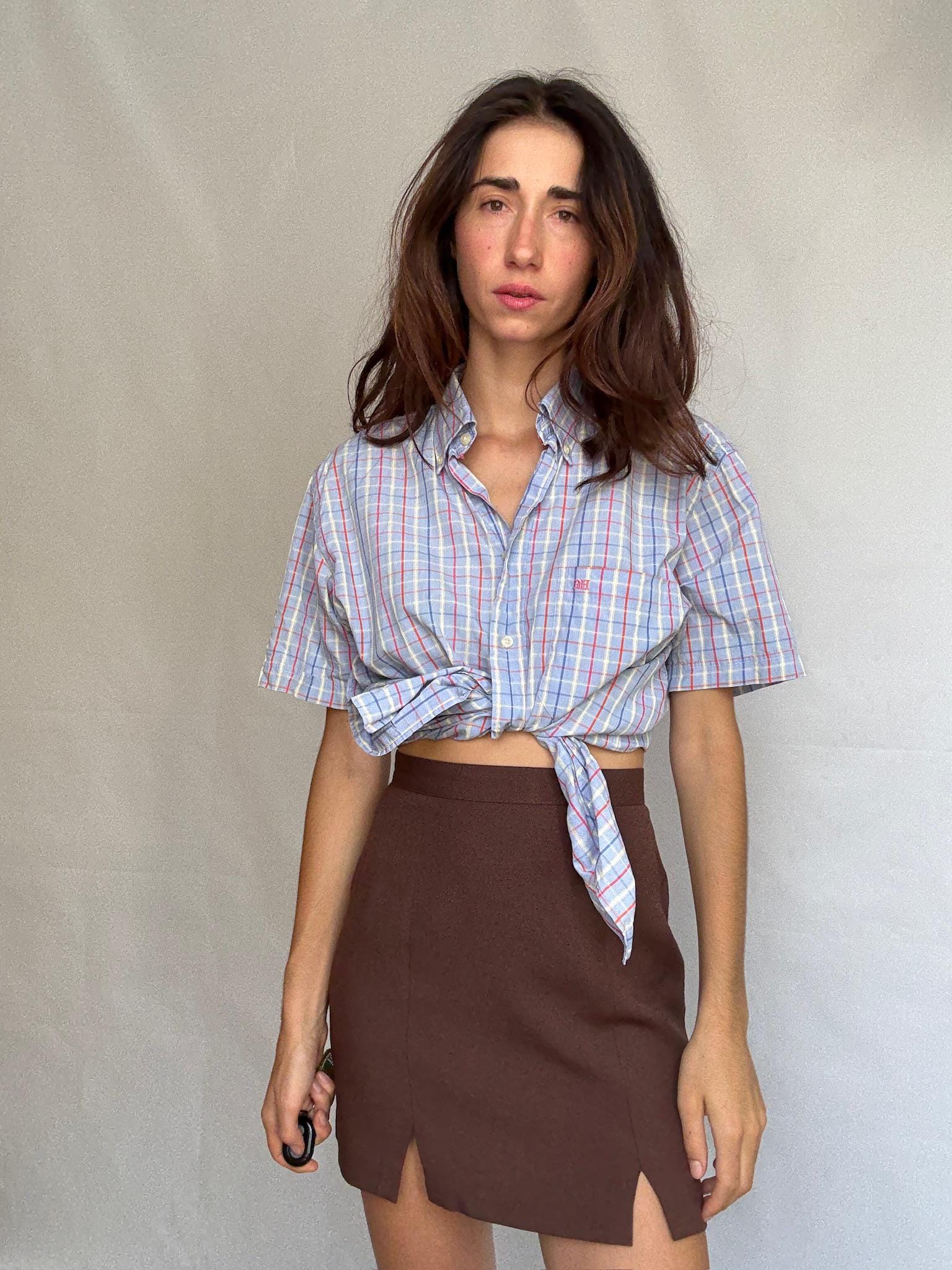 Vintage Pedro del Hierro plaid shirt, poplin cotton, Size M, Spanish designer menswear