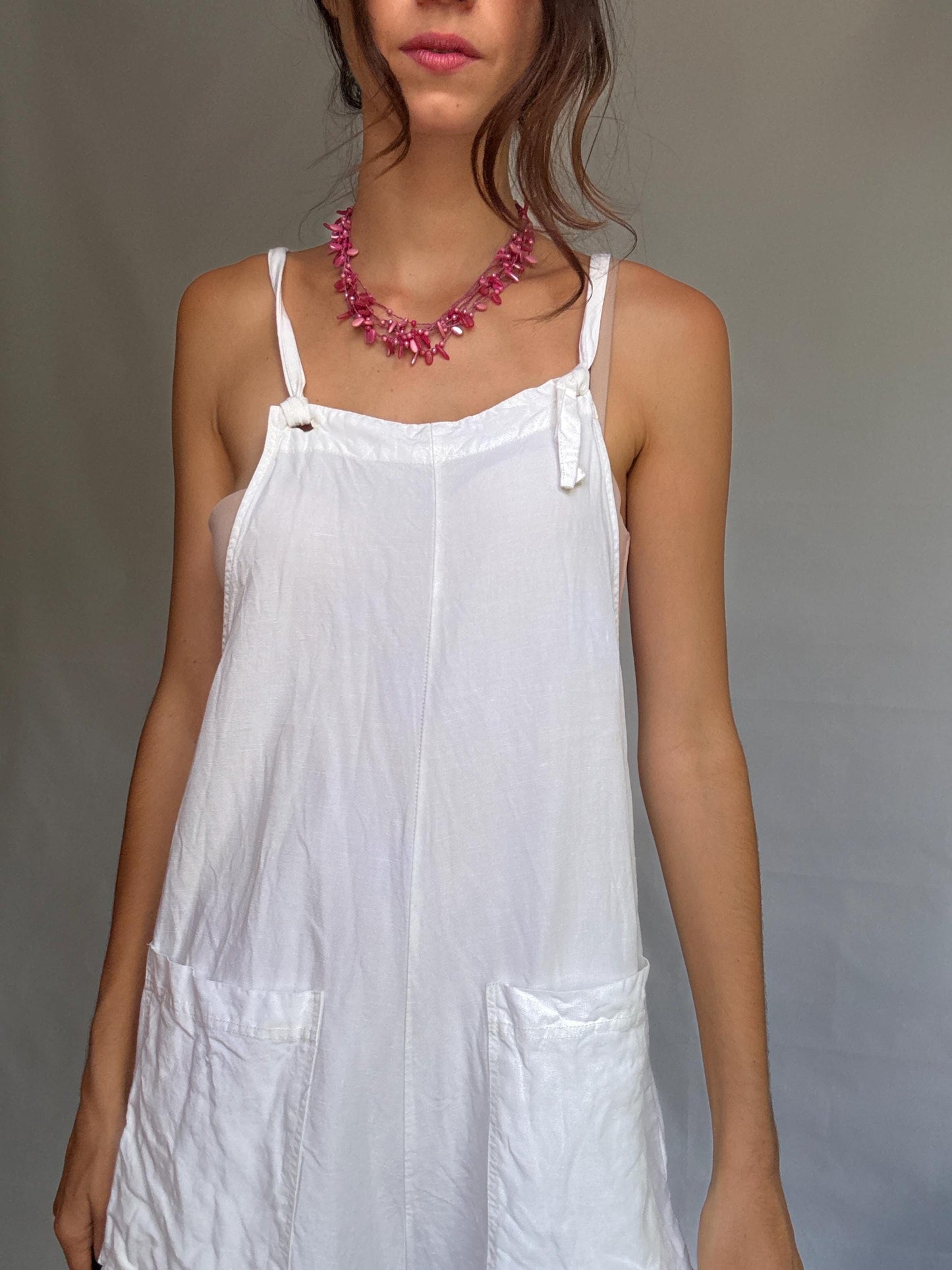 White sleeveless jumpsuit, US L, relaxed casual style