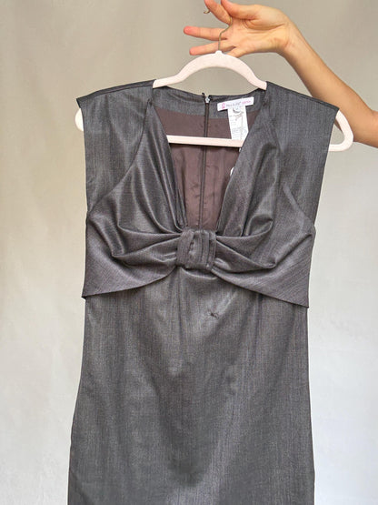 Charcoal Wool Fitted Dress for Evening Wear — additional view 7
