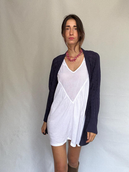 Dark Knit Cardigan In Viscose Blend — back view