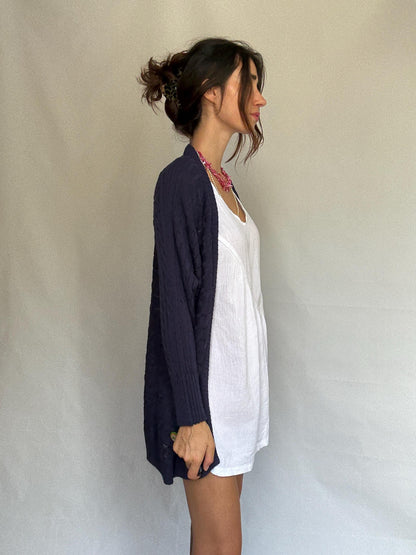 Dark Knit Cardigan In Viscose Blend — fabric close-up