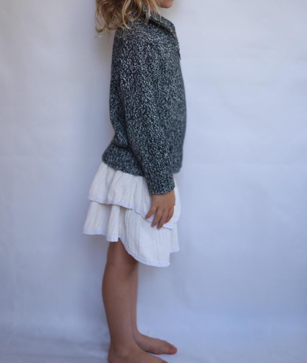 Polo Ralph Lauren grey speckled sweater, 100% cotton, relaxed fit, half zip collar, casual versatile, US 5 kids, everyday wear