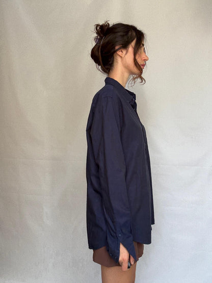 Dark Blue Classic Fit Button-Up Shirt — additional view 5
