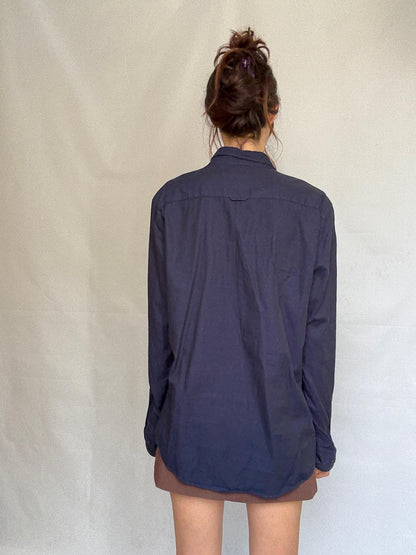 Dark Blue Classic Fit Button-Up Shirt — additional view 6