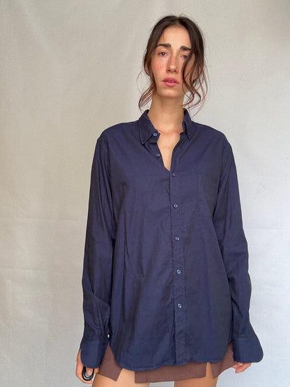 Dark Blue Classic Fit Button-Up Shirt