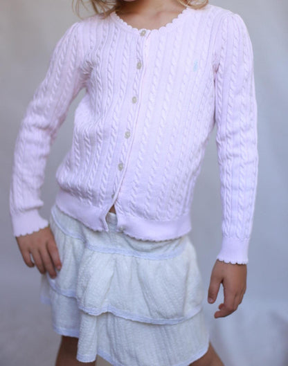Light Pink Cable Knit Sweater for Kids