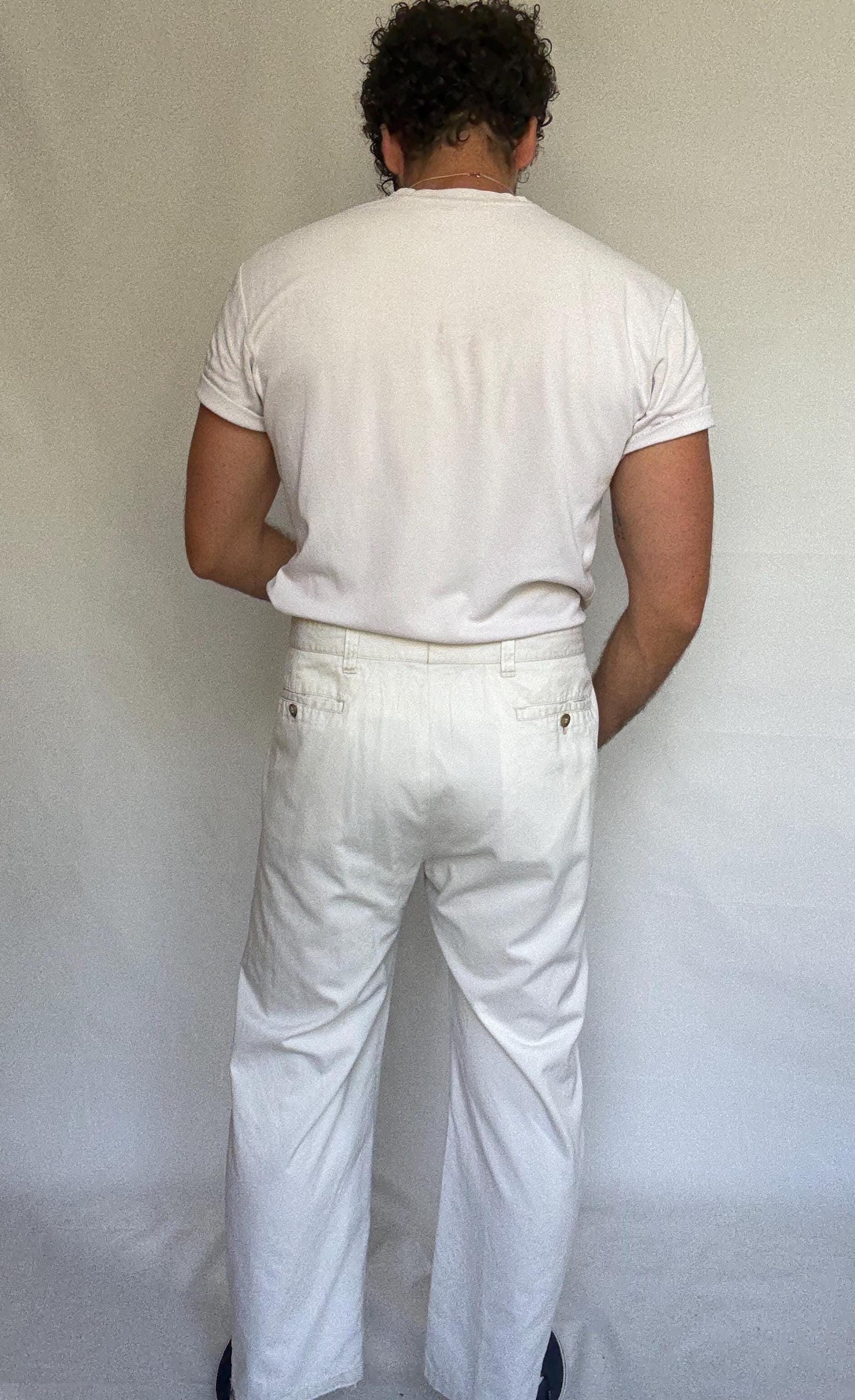 Burberry London white pants, cotton, relaxed straight leg, high waist, plaid lining detail, elegant Carolyn bessette, kennedy, 3XL (XXXL).