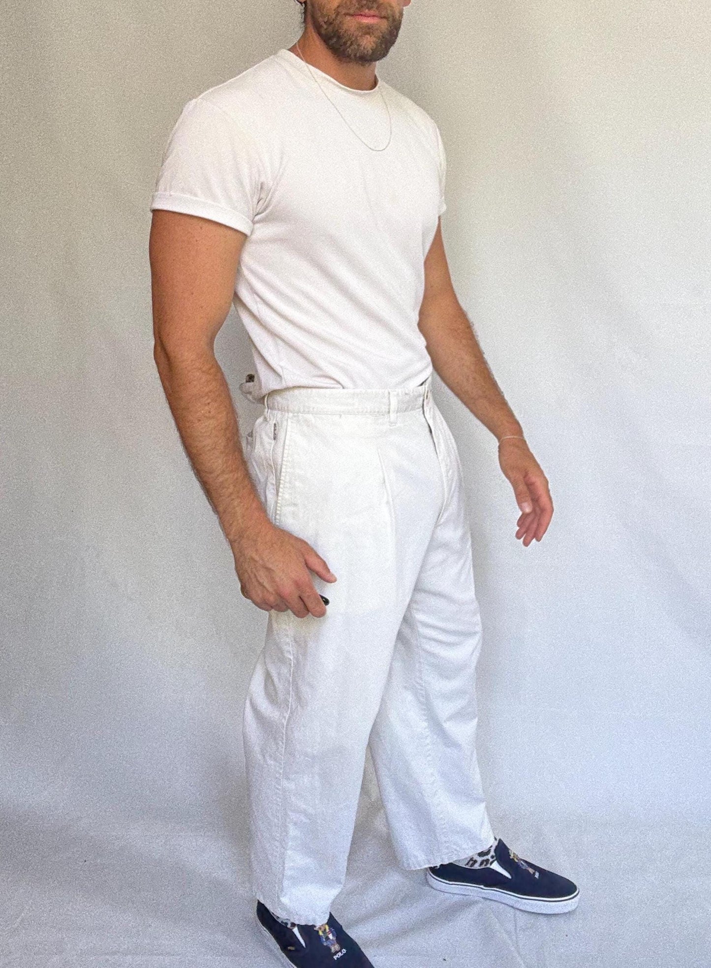 Burberry London white pants, cotton, relaxed straight leg, high waist, plaid lining detail, elegant Carolyn bessette, kennedy, 3XL (XXXL).