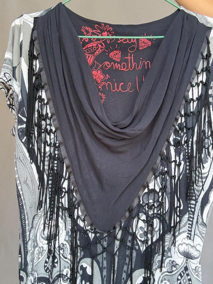 Bohemian Patterned Blouse With Fringed Scarf — additional view 8