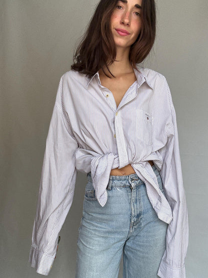 GANT White Pinstripe Cotton Shirt — back view