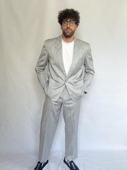 Vintage Light Gray Wool Suit, Classic Fit — additional view 8