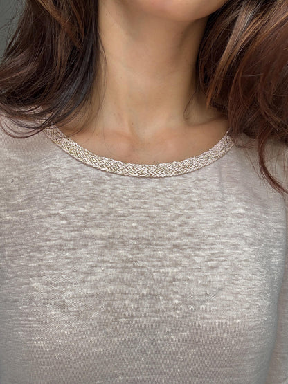 Light Pink Casual Chic Shirt with Gold Thread — additional view 7
