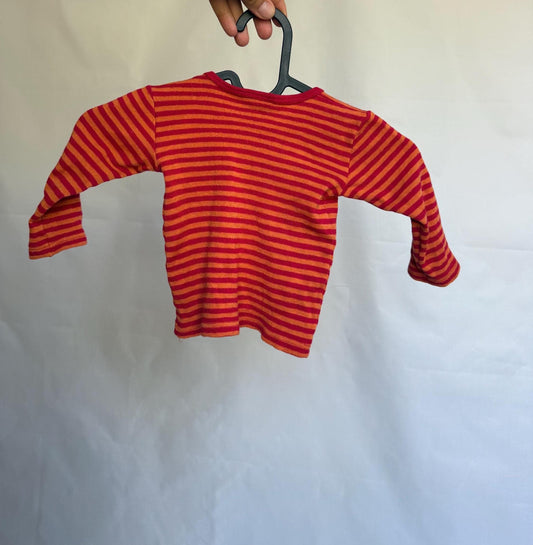 Engel multicolor striped baby shirt, wool silk blend, crew neck, horizontal stripe pattern, casual streetwear, EU 92, everyday wear