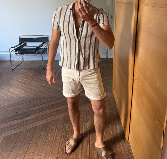 Vintage Caroche shorts size 33 W38 L47 beige denim cargo-style men’s workwear shorts 90s skater fit Y2K utility