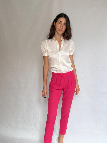 Vibrant Pink Trousers - Elegant Chic — back view