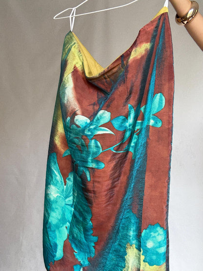 Vintage 90s Abstract Floral Silk Skirt — additional view 9