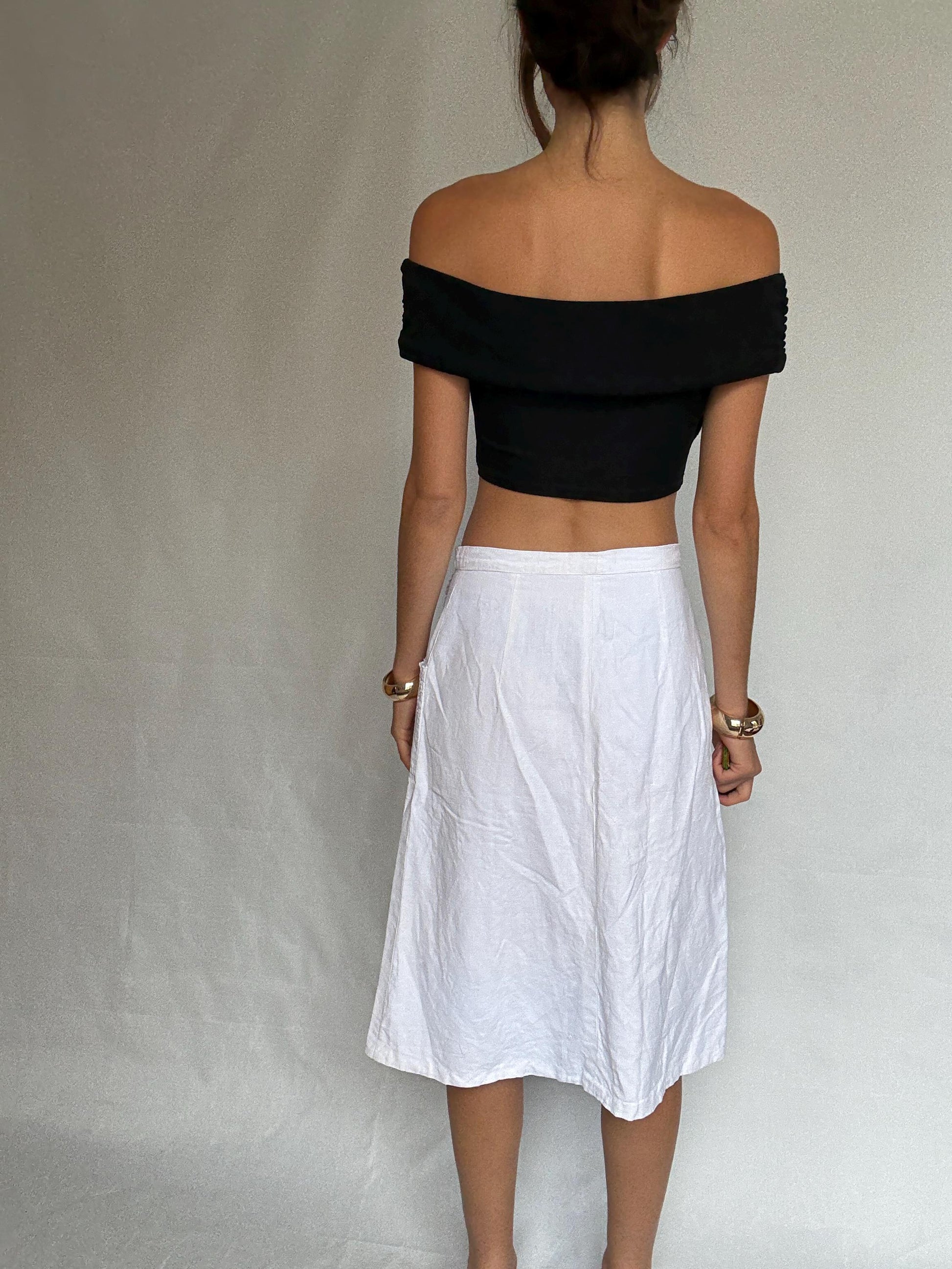 Vintage style handmade skirt, cotton feel, high waist, unique design, retro 70s, US S, campus bohemian charm