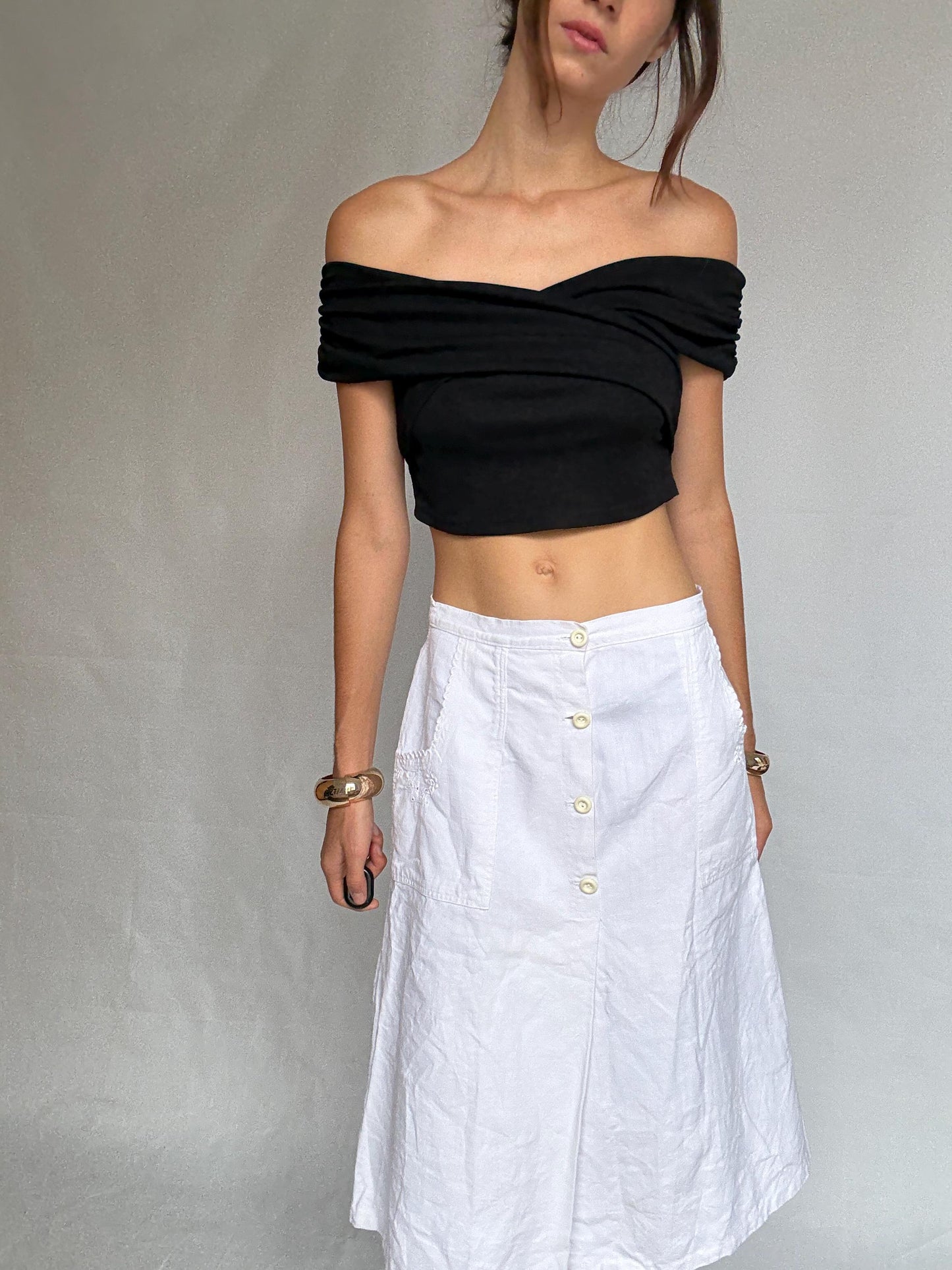 Vintage style handmade skirt, cotton feel, high waist, unique design, retro 70s, US S, campus bohemian charm