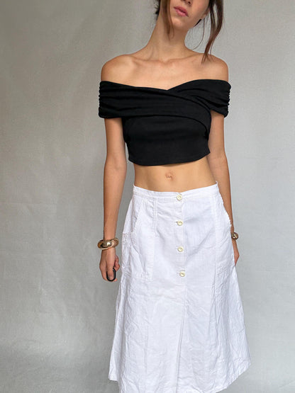 Vintage High-Waist Cotton Skirt — back view