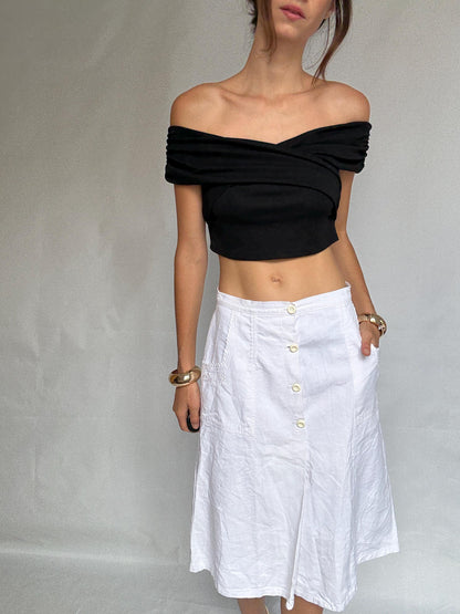 Vintage High-Waist Cotton Skirt