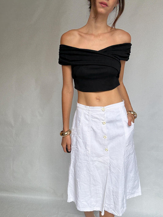 Vintage style handmade skirt, cotton feel, high waist, unique design, retro 70s, US S, campus bohemian charm