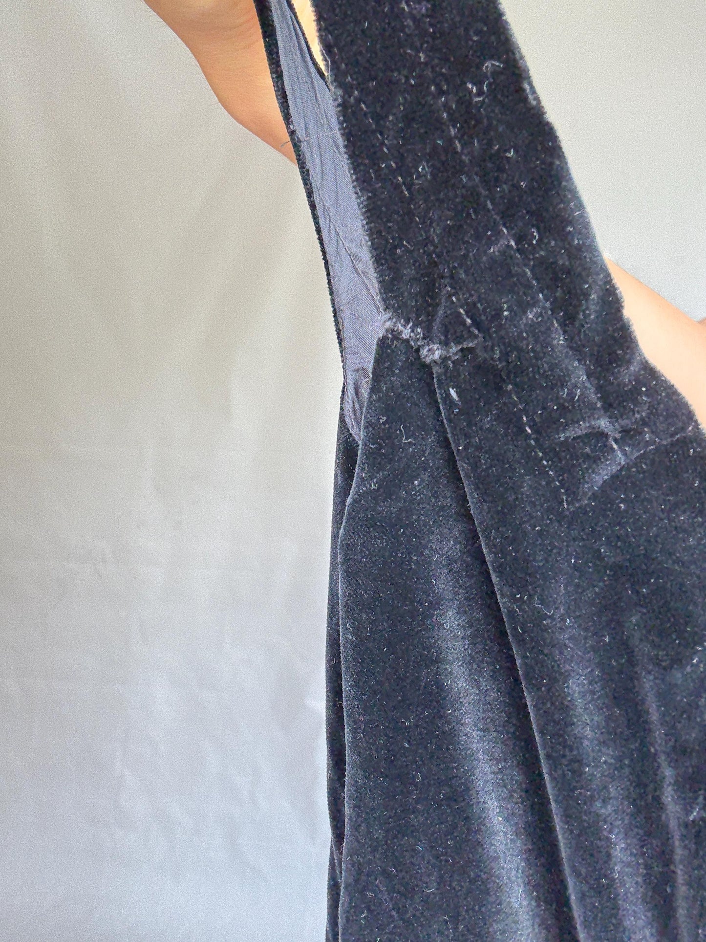 Vintage Katharine Hamnett London black velvet dress, fitted bodice, gothic cottagecore, XS