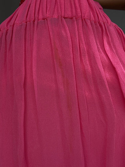 Vintage pink 100% silk mini dress with beaded detail, XS, party wear