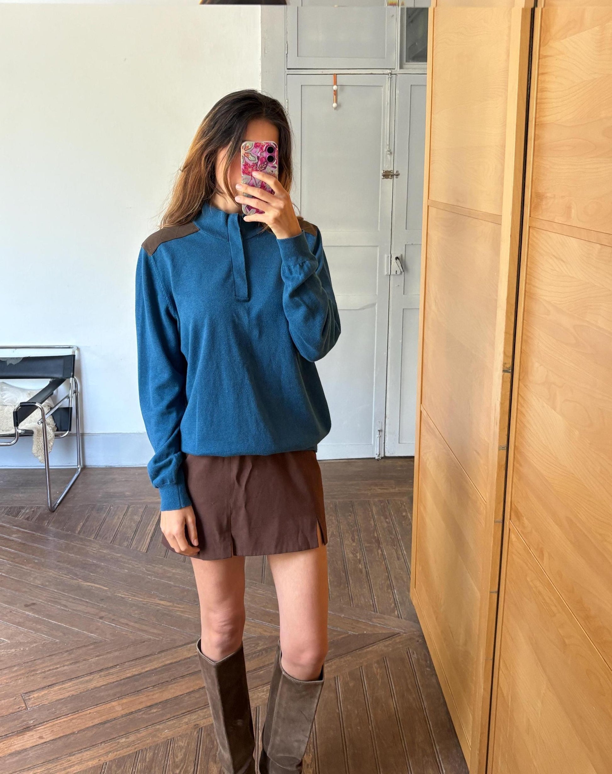 Vintage Massimo Dutti Cashmere - Cotton jumper, UNISEX preppy aesthetic soft knit pullover, Luxury dark academia style, Size L