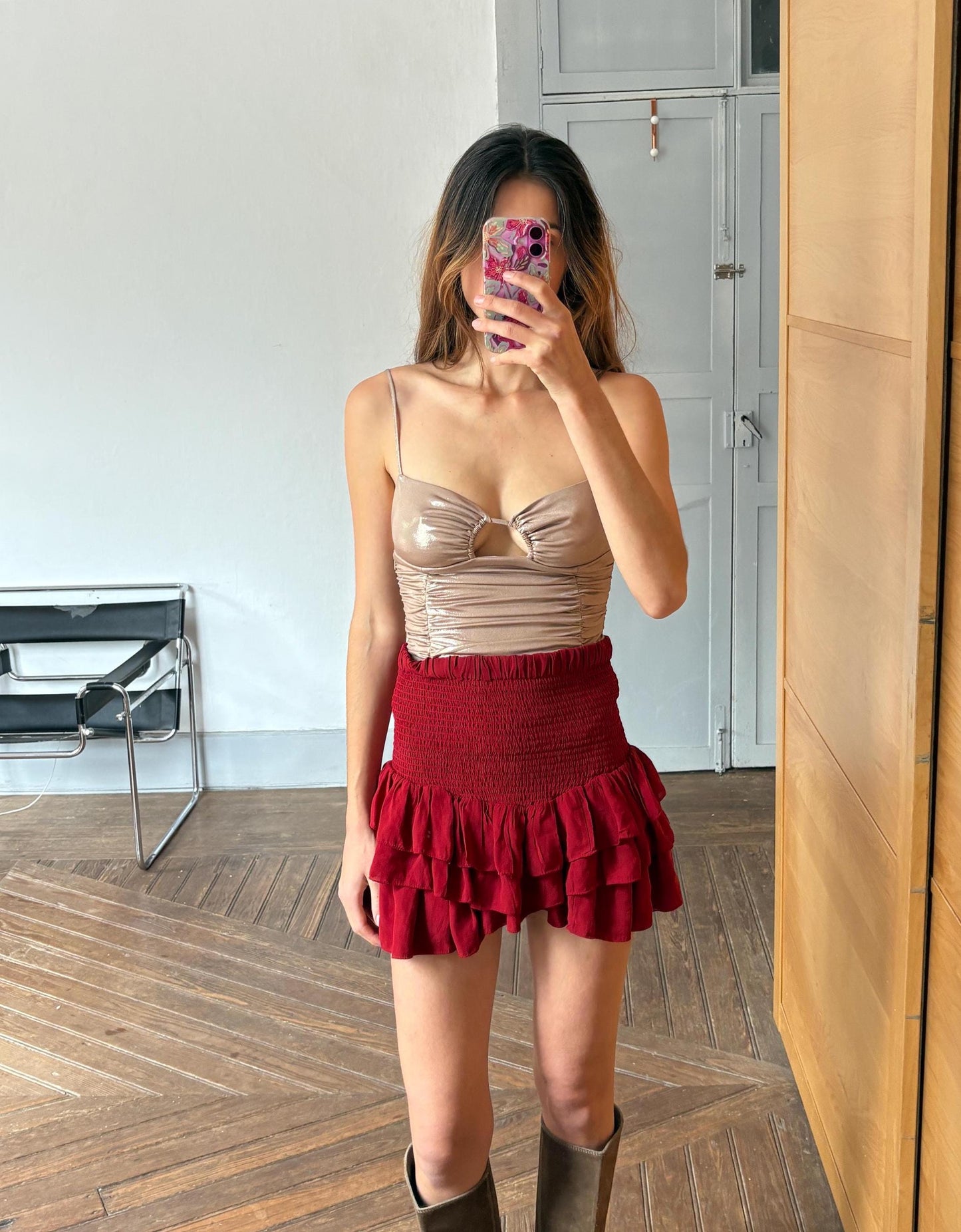 Sexy Gold Metallic Bodysuit – Y2K Party Glam top, Shiny NYE outfit